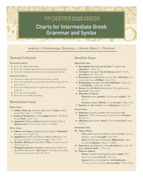 Going Deeper with New Testament Greek: Charts for Intermediate Greek Grammar and Syntax